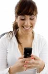 Business Lady Holding Smart Phone Stock Photo