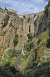 The Bridge And The Waterfall Of Ronda Stock Photo