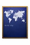 World Map On Blue Chalkboard Stock Photo