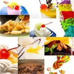 Dessert Cake And Sweets Collection Collage Stock Photo