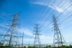 High Voltage Towers Stock Photo