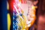 Fiber Optic With Servers In A Technology Data Center Stock Photo