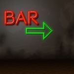 Neon Bar Indicates Tavern Bright And Glow Stock Photo