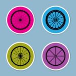 Bicycle Wheel Icon Set Stock Photo