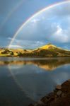 Double Rainbow Over The Otago Peninsula Stock Photo