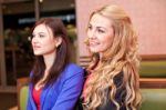 Two Young Pretty Caucasian Girls Stock Photo