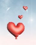 Red Heart Balloons,3d Illustration Stock Photo