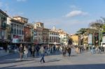 Busy Square In Verona Stock Photo