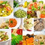 Collection Of Different Type Of Italian Pasta Collage Stock Photo