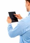 Male Using Tablet Pc Stock Photo