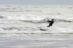 Kite Surfer At Winchelsea In Sussex Stock Photo