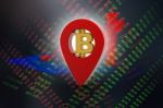 3d Rendering Bitcoin With Navigation Sign Stock Photo