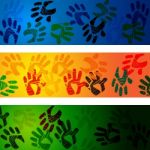 Hands Handprints Indicates Design Drawing And Abstract Stock Photo