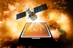 Satellite With Tablet Pc Stock Photo