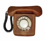 Wooden Telephone Stock Photo