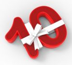 Number Ten With Ribbon Means Tenth Birthday Presents Or Party Stock Photo