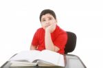 Dreaming Student With Books Stock Photo