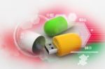 Usb Flash Drive In Tablet Shape Stock Photo