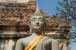 Statue Of Buddha, At Wat Yai Chai Mongkol, Ayutthaya, Thailand Stock Photo