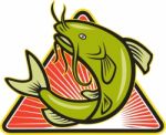 Catfish Fish Jumping Cartoon Stock Photo