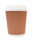 Coffee Cup And Heat Insulation On White Background Stock Photo