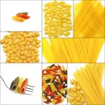 Various Type Of Italian Pasta Collage Stock Photo