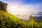 Sunrise On Phu Chi Fa Forest Park, Thailand Stock Photo