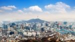 View Of Downtown Cityscape And Seoul Tower In Seoul, South Korea Stock Photo