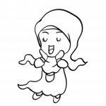 Sg171005-cartoon Cute Muslim Girl- Sketch Stock Photo