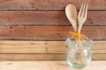 Wooden Spoon And Fork Stock Photo