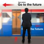 Businessman On The Sky Train Station Stock Photo