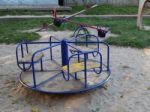 Children Playground, Swing Near The House  Stock Photo