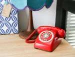 Red Vintage Telephone Stock Photo