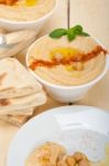 Hummus With Pita Bread Stock Photo