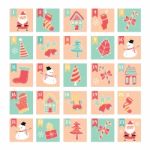 Merry Christmas Doodle Elements In Pastel Color Box Stock Photo