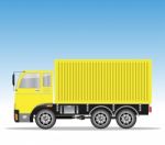 Side View Of Cargo Container Truck  Stock Photo