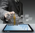 Man Hand Touching Internet Concept Stock Photo