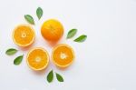 Fresh Orange Citrus Fruit Isolated On White Background Stock Photo