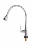 Side Of Big Head Kitchen Faucet On White Background Stock Photo