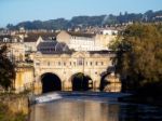 View Of Pulteney Bridge And Weir In Bath Stock Photo