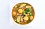 Thai Cuisine Hot Spicy Chicken  Soup Stock Photo