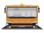 Front View Of Wide Body Airport Bus Stock Photo