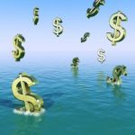 Dollars Sign Falling In Sea Stock Photo