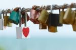 Key Lock Of Love Stock Photo