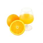 Orange Juice In Brandy Glass And One Half Fruit On White Background Stock Photo