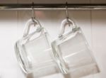 Hanging Transparent Mugs Stock Photo