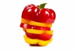 Sliced Red And Yellow Bell Peppers Stock Photo