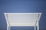 White Metal Roof Structure On The Blue Sky Stock Photo