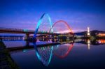 Expro Bridge At Night In Daejeon,korea Stock Photo