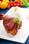 Original German Bbq Pork  Knuckle Stock Photo